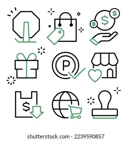 Shopping Icon Set Sale, points, rewards and stamps