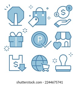 Shopping Icon Set Sale, points, rewards and stamps