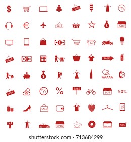 Shopping icon set. Simple red signs, Vector illustration