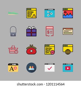 shopping icon set. vector set about shoe, gift, paid and browser icons set.