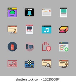 shopping icon set. vector set about computer, credit card, giftbox and browser icons set.
