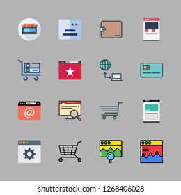 shopping icon set. vector set about trolley, internet, credit card and shopping cart icons set.