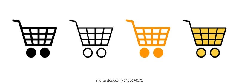 Shopping icon set vector. Shopping cart sign and symbol. Trolley icon