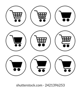 Shopping icon set vector. Shopping cart sign and symbol. Trolley icon