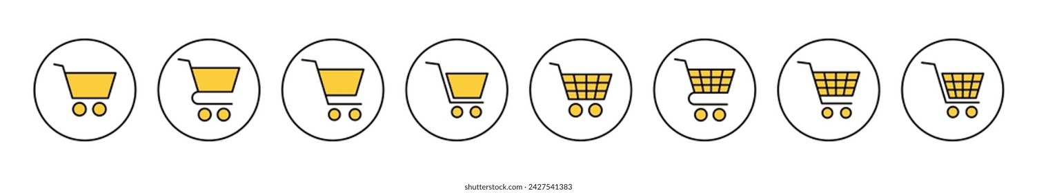 Shopping icon set vector. Shopping cart sign and symbol. Trolley icon