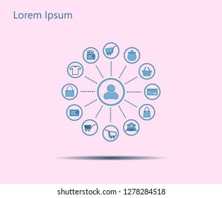 Shopping Icon Set. Vector illustration
