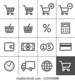 Shopping Icon Set. Vector illustration. Simplines series. Simple outlined icons. Linear style