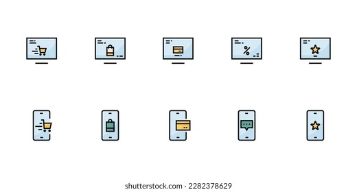 Shopping icon set. Vector illustration.