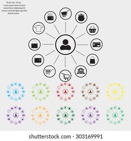 Shopping Icon Set. Vector illustration