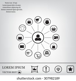 Shopping Icon Set. Vector illustration