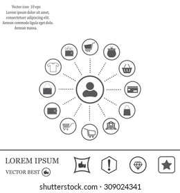 Shopping Icon Set. Vector illustration