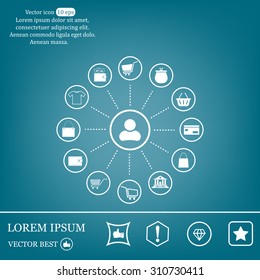 Shopping Icon Set. Vector illustration