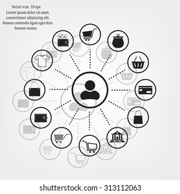 Shopping Icon Set. Vector illustration