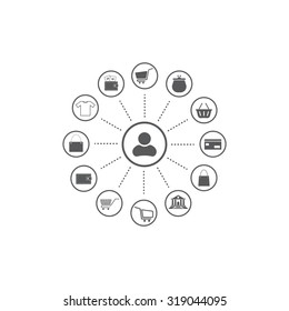 Shopping Icon Set. Vector illustration