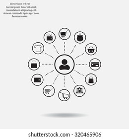 Shopping Icon Set. Vector illustration