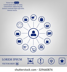 Shopping Icon Set. Vector illustration
