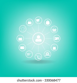 Shopping Icon Set. Vector illustration