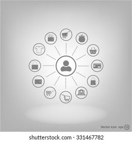 Shopping Icon Set. Vector illustration