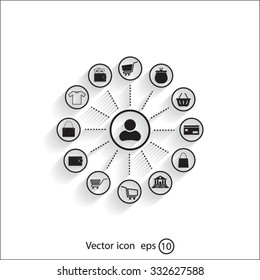 Shopping Icon Set. Vector illustration