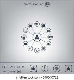 Shopping Icon Set. Vector illustration