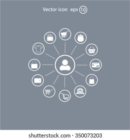 Shopping Icon Set. Vector illustration