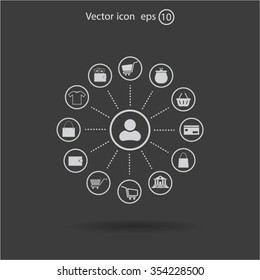 Shopping Icon Set. Vector illustration