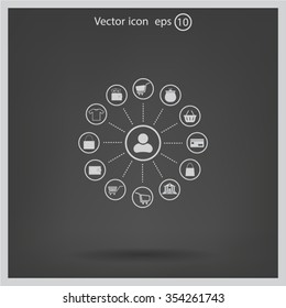 Shopping Icon Set. Vector illustration
