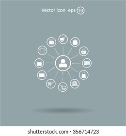 Shopping Icon Set. Vector illustration