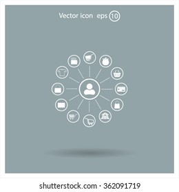 Shopping Icon Set. Vector illustration