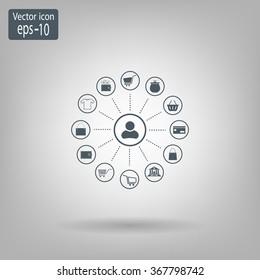 Shopping Icon Set. Vector illustration