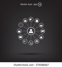 Shopping Icon Set. Vector illustration