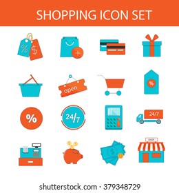Shopping Icon Set. Vector illustration. 