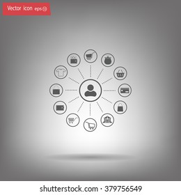 Shopping Icon Set. Vector illustration