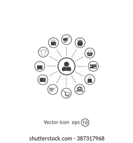 Shopping Icon Set. Vector illustration