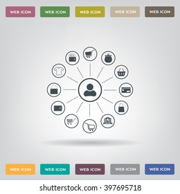 Shopping Icon Set. Vector illustration