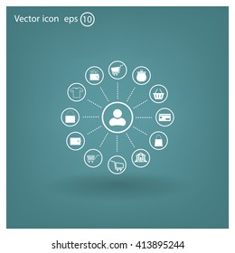 Shopping Icon Set. Vector illustration