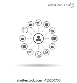 Shopping Icon Set. Vector illustration