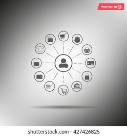 Shopping Icon Set. Vector illustration