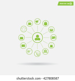 Shopping Icon Set. Vector illustration