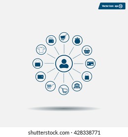 Shopping Icon Set. Vector illustration