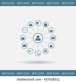 Shopping Icon Set. Vector illustration