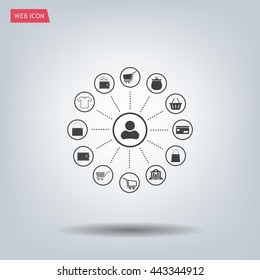 Shopping Icon Set. Vector illustration