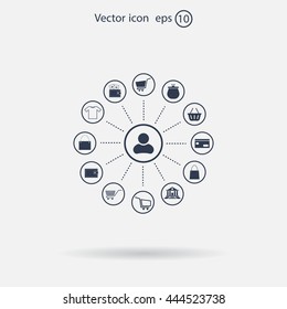 Shopping Icon Set. Vector illustration