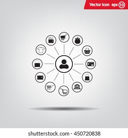 Shopping Icon Set. Vector illustration
