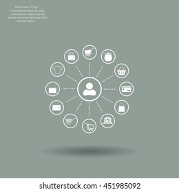 Shopping Icon Set. Vector illustration