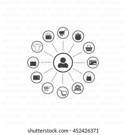 Shopping Icon Set. Vector illustration