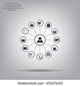Shopping Icon Set. Vector illustration