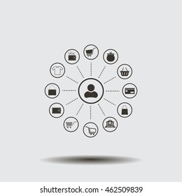Shopping Icon Set. Vector illustration