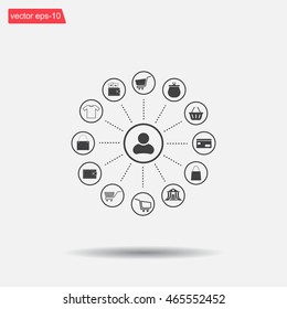 Shopping Icon Set. Vector illustration