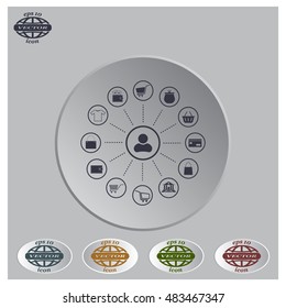 Shopping Icon Set. Vector illustration